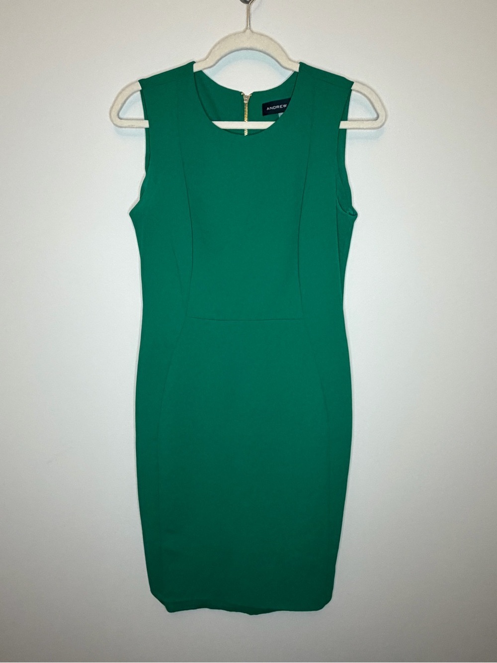 Andrew Marc Teal Green Sleeveless Sheath Dress size 8